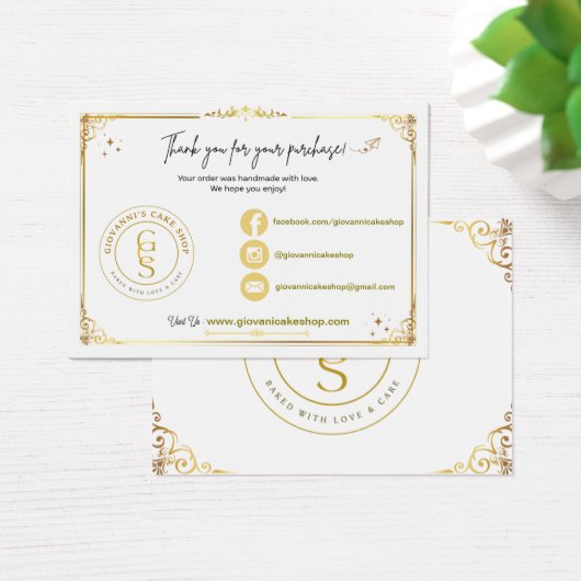 Bewerkbare Gold-bedankkaart Visitekaartje (Bureau)