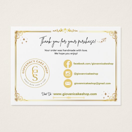 Bewerkbare Gold-bedankkaart Visitekaartje (Voorkant)