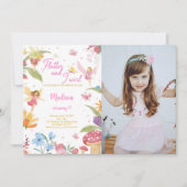 Bewerkbare Golden Fairy Verjaardagsfeestfoto Kaart (Voorkant)