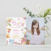 Bewerkbare Golden Fairy Verjaardagsfeestfoto Kaart (Staand voorkant)