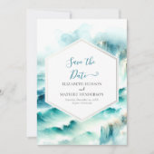 Bewerkbare golven Nautische bruiloft Save The Date (Voorkant)