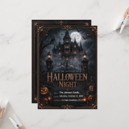 Bewerkbare Gotische Halloween Nacht Uitnodiging |