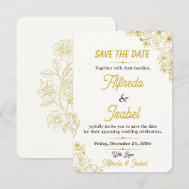 Bewerkbare Gouden Bloemstuk Save The Date