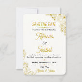 Bewerkbare Gouden Bloemstuk Save The Date (Voorkant)