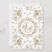 Bewerkbare gouden en witte bruiloft kaart (Achterkant)
