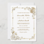 Bewerkbare gouden en witte bruiloft kaart (Voorkant)