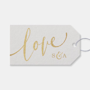 Bewerkbare gouden glinsterende kalligrafie liefdes cadeaulabel