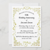 Bewerkbare gouden hart bloemen bladeren werveling kaart (Voorkant)