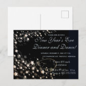 Bewerkbare gouden zwevende sterren uitnodiging (Voorkant / Achterkant)