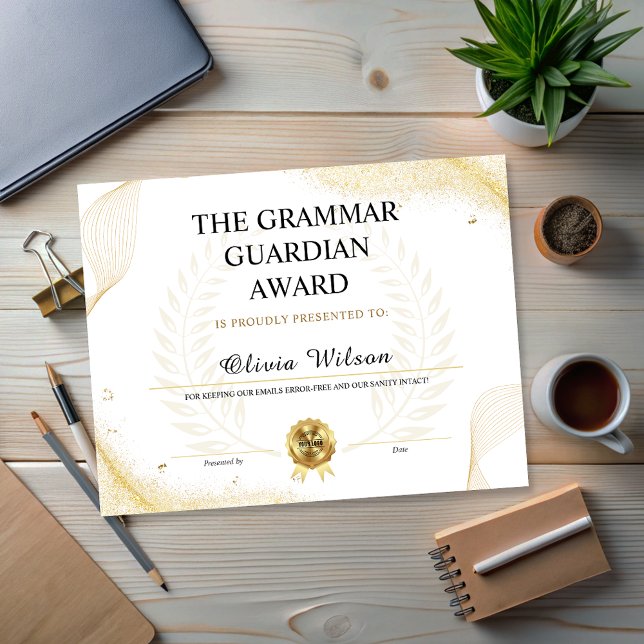 Bewerkbare Grappige Medewerkers Waardering (Editable Funny Employee Colleagues Appreciation Award)