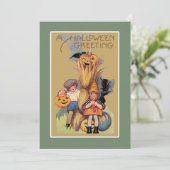 Bewerkbare Grappige Vintage Halloween Feestdagenkaart (Staand voorkant)