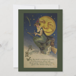 Bewerkbare Grappige Vintage Halloween Feestdagenkaart