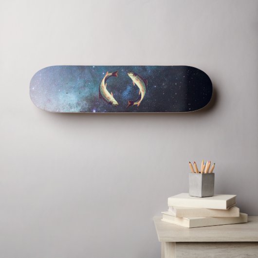 Bewerkbare grappige vis in Galaxy Persoonlijk Skateboard (Muurkunst (Horizontaal))