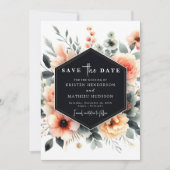 Bewerkbare grillige perzik bruiloft save the date (Voorkant)