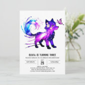 bewerkbare grillige wolf digitale meisje verjaarda kaart (Staand voorkant)