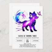 bewerkbare grillige wolf digitale meisje verjaarda kaart (Voorkant / Achterkant)