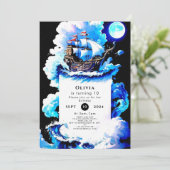 Bewerkbare grillige Zee Pirate Verjaardag Kaart (Staand voorkant)