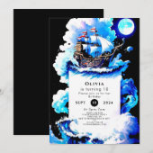 Bewerkbare grillige Zee Pirate Verjaardag Kaart (Voorkant / Achterkant)