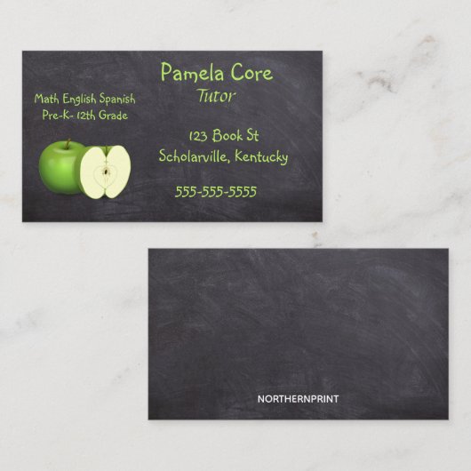 Bewerkbare groene appels Educator Visitekaartje (Voorkant / Achterkant)