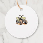 Bewerkbare groene ATV fiets verjaardagscirkel Bedankjes Labels (Achterkant)