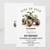 Bewerkbare groene ATV fiets verjaardagsuitnodiging Kaart (Voorkant / Achterkant)