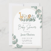 Bewerkbare groene baby shower uitnodiging voor jon (Voorkant)