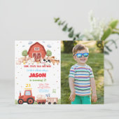 Bewerkbare Groene Boerderij Verjaardagsfeestfoto Kaart (Staand voorkant)