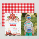 Bewerkbare Groene Boerderij Verjaardagsfeestfoto Kaart (Voorkant / Achterkant)