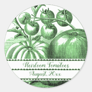 Bewerkbare Groene Heirloom Tomatoes Ronde Sticker