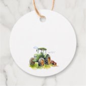 Bewerkbare groene tractor verjaardag bedankjes labels (Achterkant)