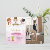 Bewerkbare Gymnastiek Verjaardag Foto uitnodiging (Staand voorkant)