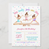 Bewerkbare Gymnastiek Verjaardagsfeest Meisjes Kaart (Voorkant)