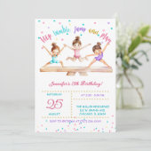 Bewerkbare Gymnastiek Verjaardagsfeest Meisjes Kaart (Staand voorkant)