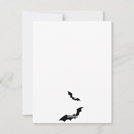 Bewerkbare Halloween-feest uitnodiging Zwarte vlee (Achterkant)