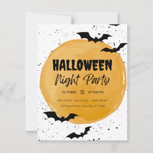 Bewerkbare Halloween-feest uitnodiging Zwarte vlee (Voorkant)