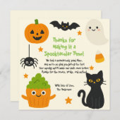 Bewerkbare Halloween – Feestje van het kleine mons Bedankkaart (Voorkant / Achterkant)