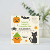 Bewerkbare Halloween – Feestje van het kleine mons Bedankkaart (Staand voorkant)