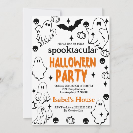 Bewerkbare Halloween Ghost Spooktacular Birthday Kaart (Voorkant)