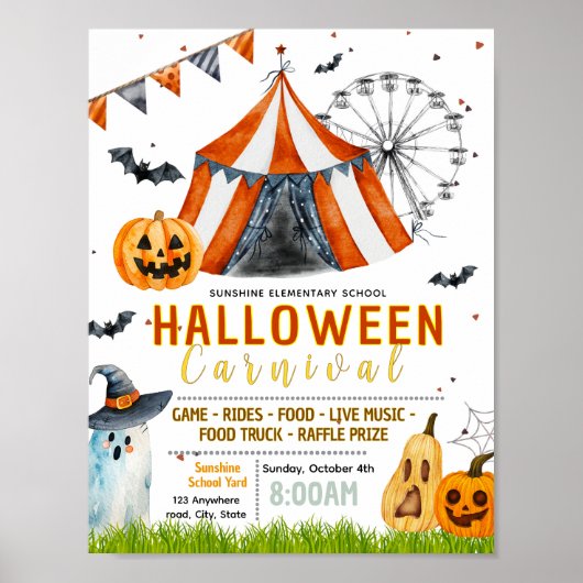 Bewerkbare halloween kermis circus flyer poster (Voorkant)