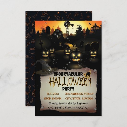 Bewerkbare Halloween Kostuum Party Uitnodiging (Voorkant / Achterkant)