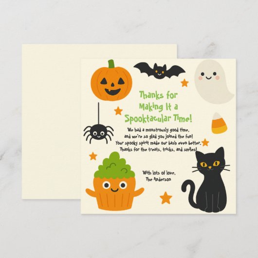 Bewerkbare Halloween - Little Monster Bash - Bedankkaart (Voorkant / Achterkant)