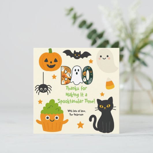 Bewerkbare Halloween - Little Monster Bash - Bedankkaart (Staand voorkant)