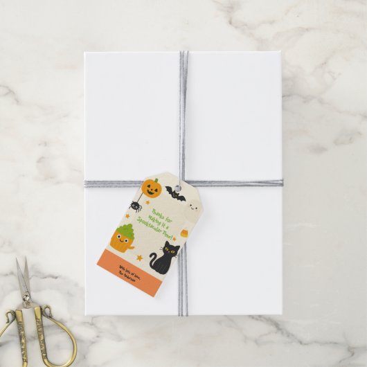 Bewerkbare Halloween – Little Monster Bash - Cadeaulabel (Met Touw)
