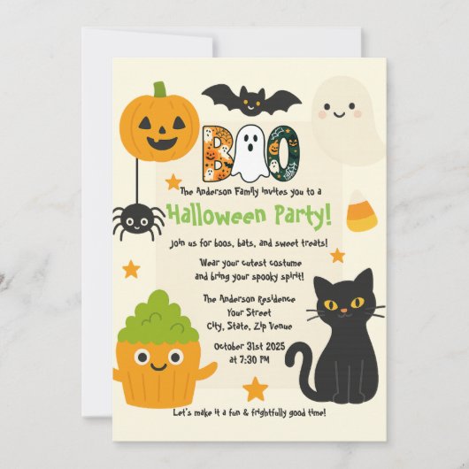 Bewerkbare Halloween - Little Monster Bash - Kaart (Voorkant)