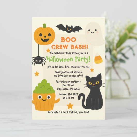 Bewerkbare Halloween - Little Monster Bash - Kaart (Staand voorkant)