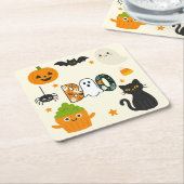 Bewerkbare Halloween - Little Monster Bash - Kartonnen Onderzetters (Schuin)