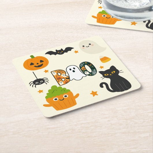 Bewerkbare Halloween - Little Monster Bash - Kartonnen Onderzetters (Schuin)