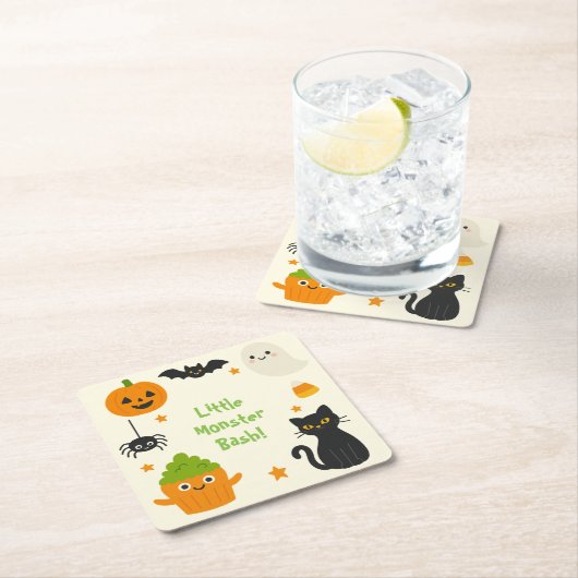 Bewerkbare Halloween - Little Monster Bash - Kartonnen Onderzetters (Insitu)