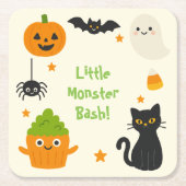 Bewerkbare Halloween - Little Monster Bash - Kartonnen Onderzetters (Voorkant)