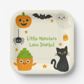 Bewerkbare Halloween - Little Monster Bash - Papieren Bordje (Voorkant)